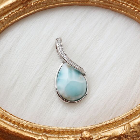 COPY - LARIMAR NECKLACE, CURB Chain Necklace, Larimar Gemstones, 925 Sterling S… - Picture 1 of 7